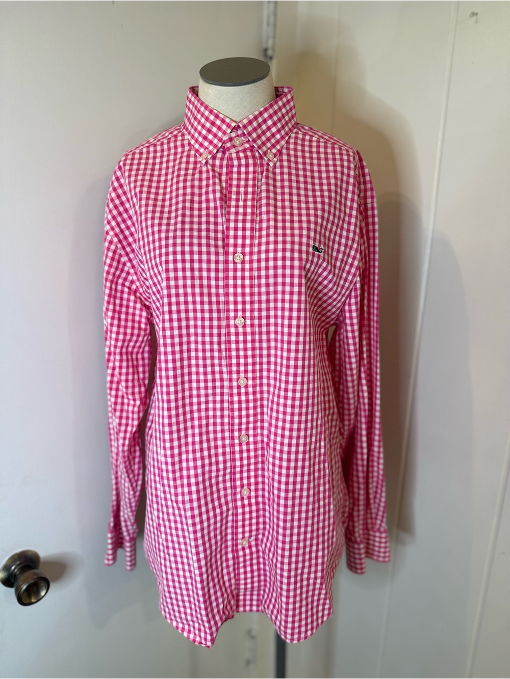 Vineyard Vines Men's Pink Gingham Button-Down Shirt Sz M Cotton